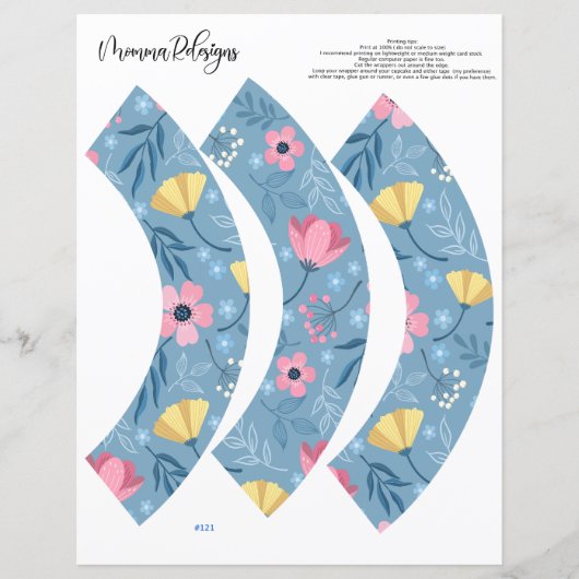 Papier Fun Flower Cupcake wrapper, bleu cupcake wraps (Devant)
