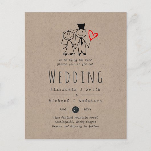 Papier Fun Marié Groom Mariage rustique Invitation manusc (Devant)