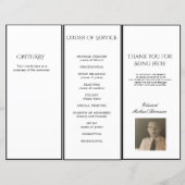 Papier Funérailles Simple élégante Photo Ordre de cérémon (Dos)