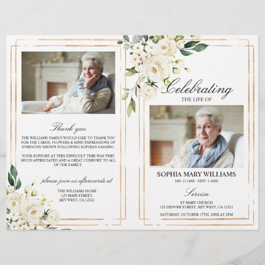 Papier Funeral Order of Service | Floral Memorial Program (Devant)