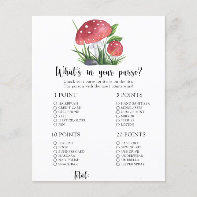 Papier Fungi Whats dans votre sac à baby shower jeu (Devant)