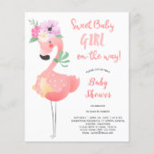 Papier Funky rose flamingo floral baby shower BUDGET (Devant)