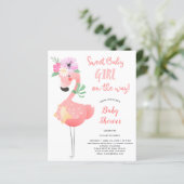 Papier Funny cute pink flamingo floral BUDGET baby shower (Debout devant)