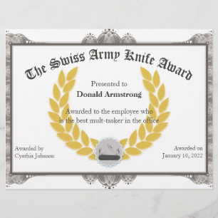 Papier Funny Employé Award - Couteau de l'armée suisse