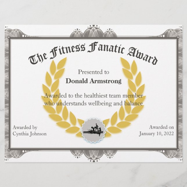 Papier Funny Employé Award - Fitness Fanatic (Devant)