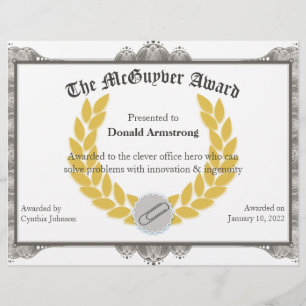Papier Funny Employé Award - McGuyver