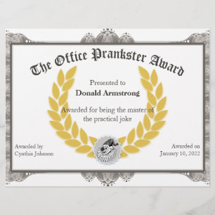 Papier Funny Employé Award - Plaisanterie pratique