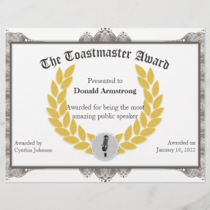 Papier Funny Employé Award - Toastmaster
