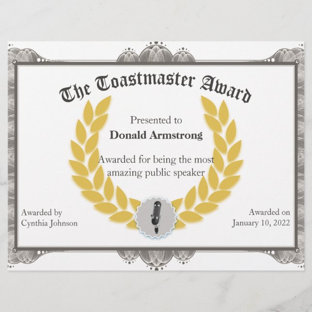 Papier Funny Employé Award - Toastmaster (Devant)