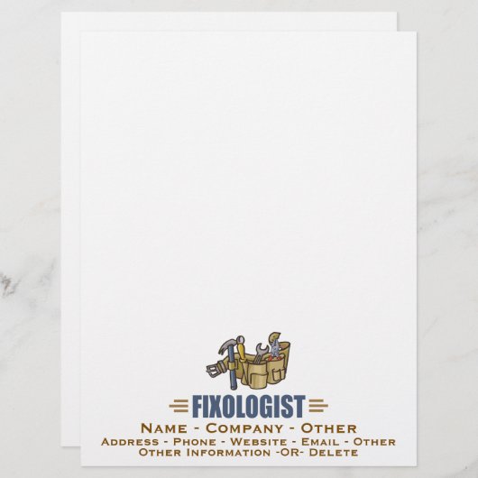 Papier Funny Handyman Humoriste FIXOLOGISTE (Devant / Derrière)