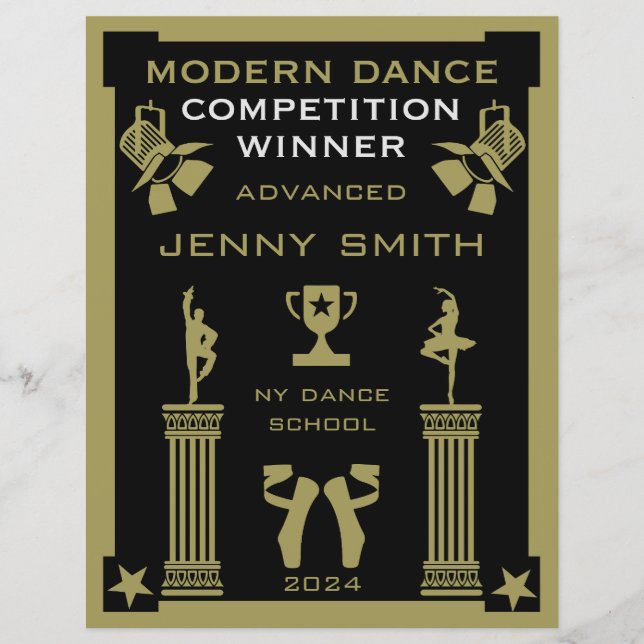 Papier Gagnant du Concours de danse moderne (Devant)