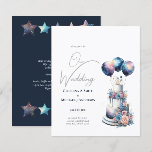 Papier Galaxie céleste cosmique Starry Night Marine Bleu (Devant / Derrière)