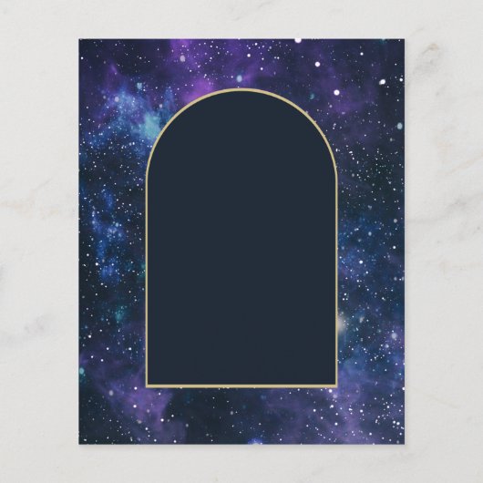 Papier Galaxie Nuit étoilée Violet Bleu Or Mariage RSVP (Dos)