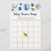 Papier Galaxy Blue Gold Space Baby shower Bingo Jeu (Devant)