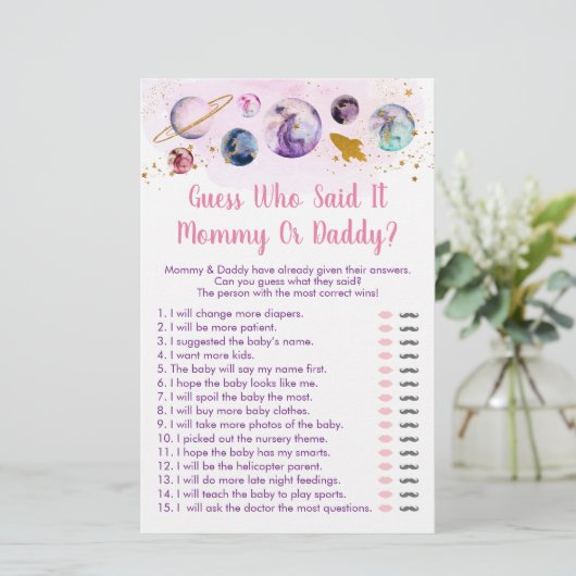 Papier Galaxy Pink Gold Space Devine Qui A Dit Qu'Il Joua (Debout devant)