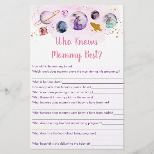 Papier Galaxy Pink Gold Space Qui Connaît Mommy Meilleur  (Devant)