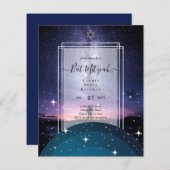 Papier Galaxy Starry BAT MITZVAH de nuit Agate Invitation (Devant / Derrière)