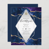Papier Galaxy Starry Night BAR MITZVAH Invitations Bleu (Devant / Derrière)