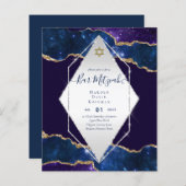 Papier Galaxy Starry Night BAR MITZVAH Invitations Bleu (Devant / Derrière)