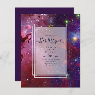 Papier Galaxy Starry Night BAR MITZVAH Invitations Bleu