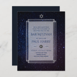 Papier Galaxy Starry Night BAR MITZVAH Invitations Marine