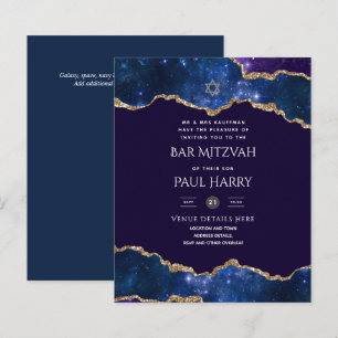 Papier Galaxy Starry Night BAR MITZVAH Invitations Marine