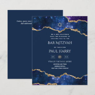 Papier Galaxy Starry Night BAR MITZVAH Invitations Marine