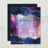 Papier Galaxy Starry Night Invitations BAR MITZVAH Bleu (Devant / Derrière)