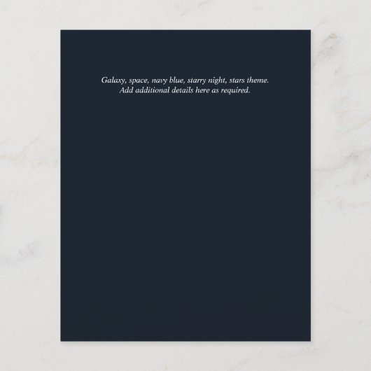 Papier Galaxy Starry Night Invitations BAR MITZVAH Bleu (Dos)