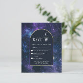 Papier Galaxy Starry Nuit Violet Bleu Or Mariage RSVP (Debout devant)