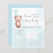 Papier Garçon Bear Bolos Nom Qui Chanson Jeu (Devant / Derrière)