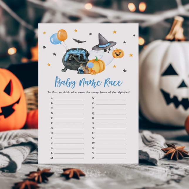 Papier Garçon Petit Boo Fantôme Baby Nom Course Jeu (Ghost Halloween Baby Shower Baby Name Race Game)