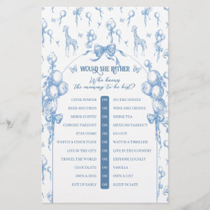 Papier Garçon Safari animal bleu Baby shower maman jeu