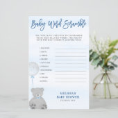 Papier Garçon Teddy Ours Bleu Gris Balloon Mot Scramble (Debout devant)