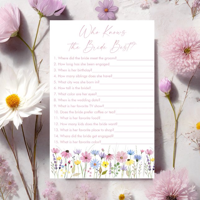 Papier Garden Wildflowers Who Knows the Bride Best Game (Créateur téléchargé)