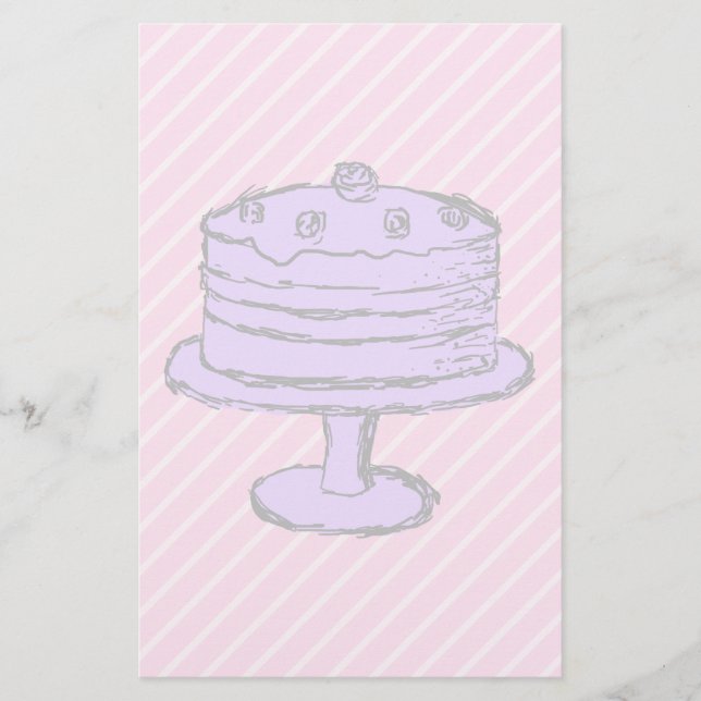 Papier Gâteau au violet clair sur rose. (Devant)