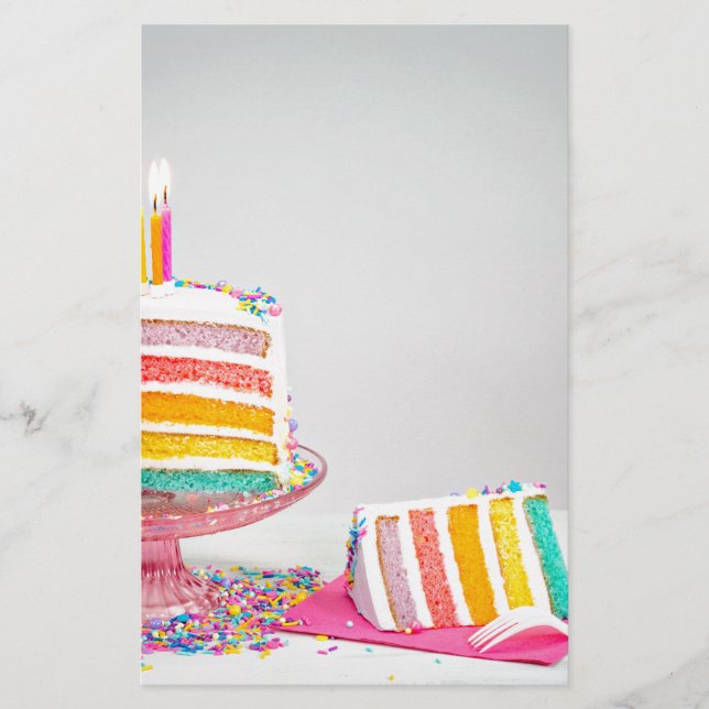 Papier gâteau d'anniversaire arc-en-ciel (Devant)