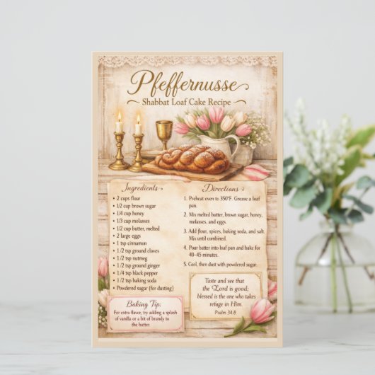 Papier Gâteau de Chabbat Pfeffernusse, Rétro Rose Rustiqu (Debout devant)