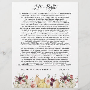 Papier Gauche - droite Jeu Baby shower