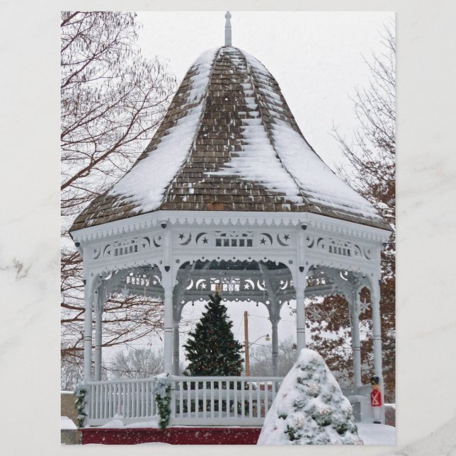 Papier Gazebo dans la neige (Devant)