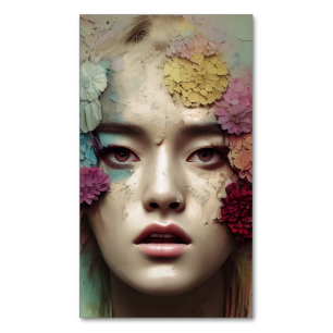 Papier gebarsten verf verdrietige vrouwen magnetisch visitekaartje