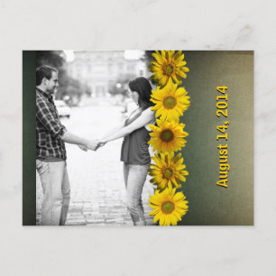 Papier Geel Zonnebloem Foto Bewaar de Datum Aankondigingskaart