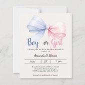 Papier Gender reveal pink blue bow ivory invitation (Devant)