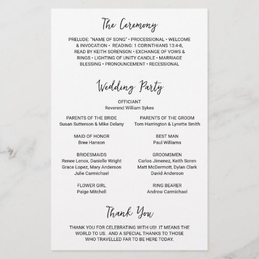 Papier Genevieve Black White Photo Modern Wedding Program (Dos)