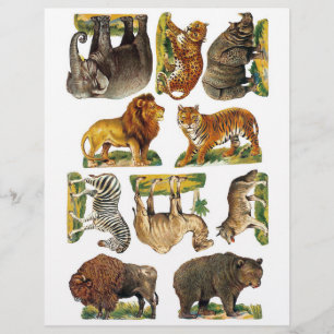 Papier Geniune (pas AI) Victorian Zoo Animal Fussy Cuts
