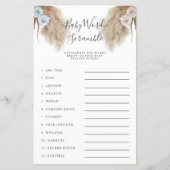 Papier Genre Reveal Pampas Grass Baby Word Scramble Jeu (Devant)