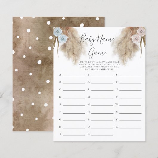 Papier Genre Révéler Pampas Grass Baby Nom Douche Jeu (Devant / Derrière)