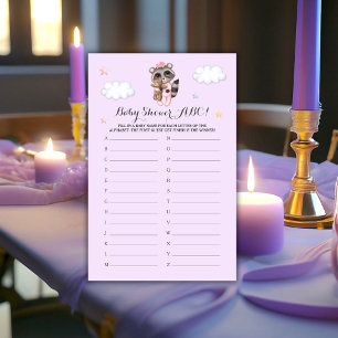 Papier Gentle Raccoon Animal Girl Baby shower Jeu ABC