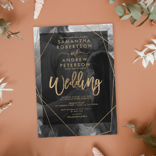 Papier Geometric gold typography photo budget wedding