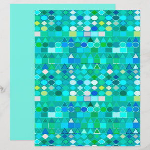 Papier Géométrie Tribale moderne, Aqua en verre de mer et